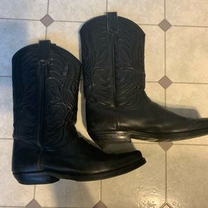 Womens Black Leather Cowboy Boots